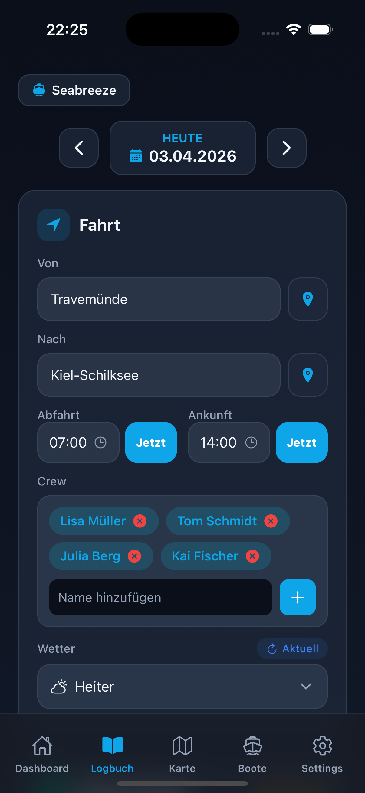 NautiSimple Logbuch Eintrag